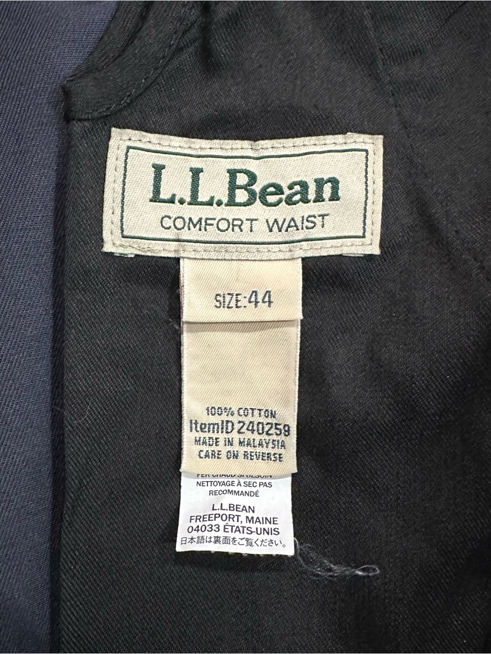 Vintage Y2K L.L.Bean Comfort Waist Chino Shorts Mens 44 Navy Blue NWT Cotton - Picture 4 of 6